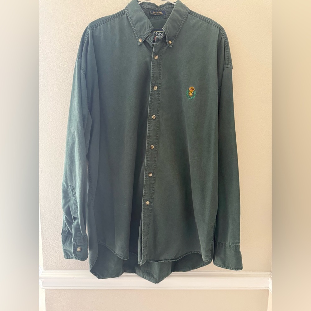 Vintage Chaps Ralph Lauren Forest Green Button-Down Shirt